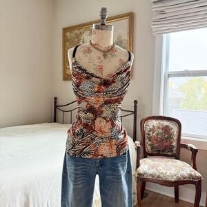 y2k animal print cowl neck top Day‎ Trip size medium